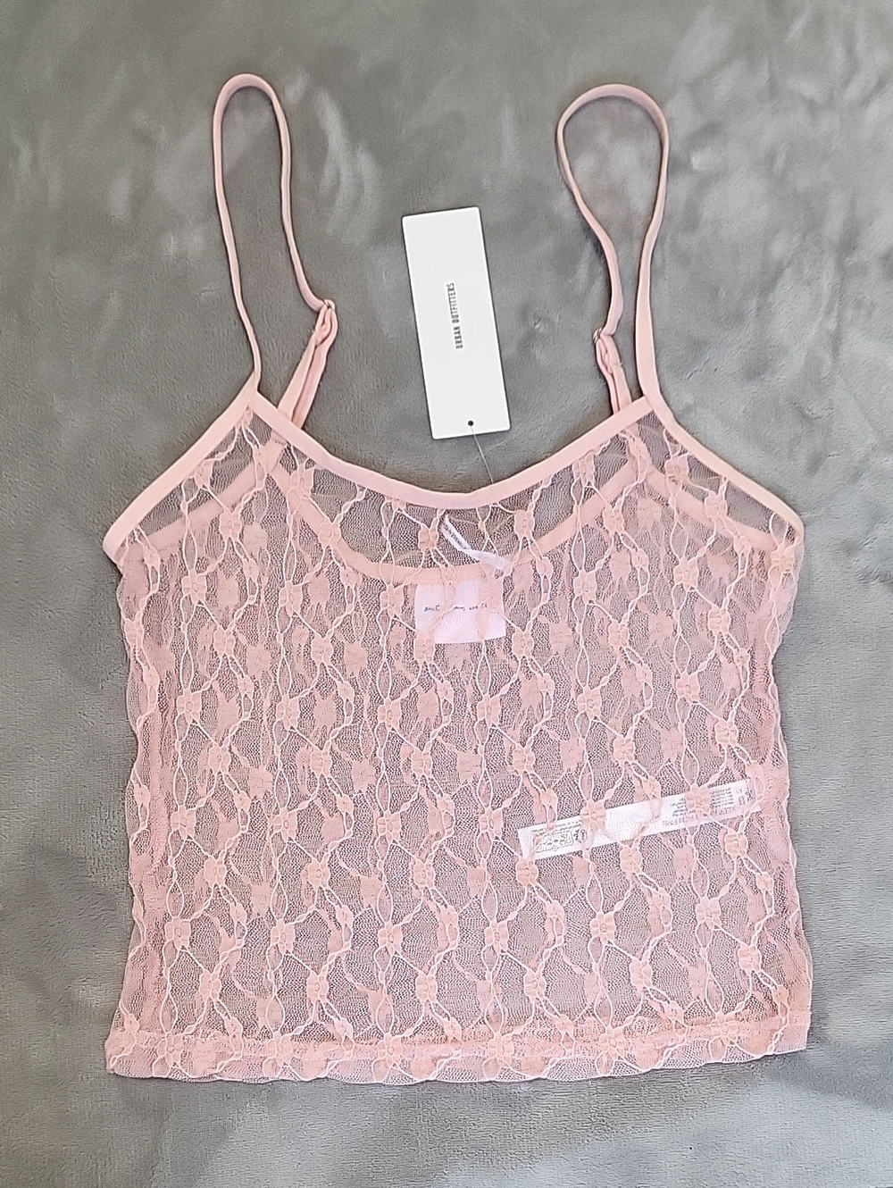 Sheer Pink Lace Cami Tank Top